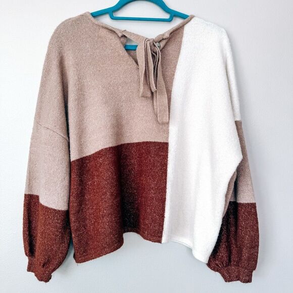 Blu Pepper Red Pull Over Color Block Sweater Size S/M - Picture 6 of 6